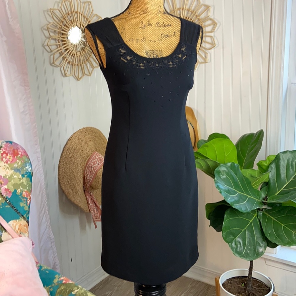 Talbots Petites Black Sheath Dress Sz 2P
